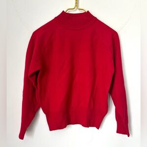 Vintage 80s Rena Rowan Saville Red Lambswool Blend Mock Neck Sweater Women Large